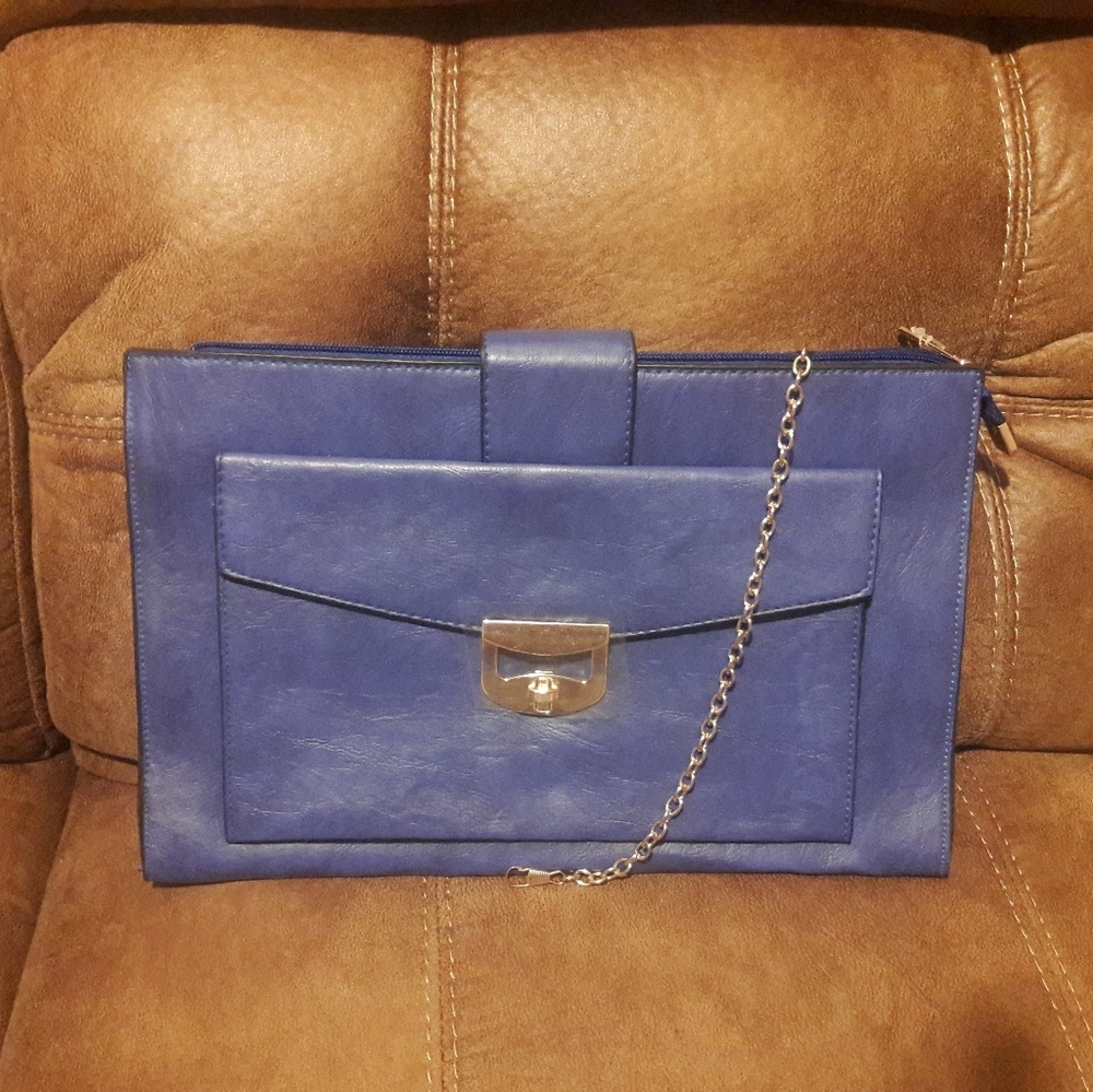 Royal Blue Leather Clutch Purse